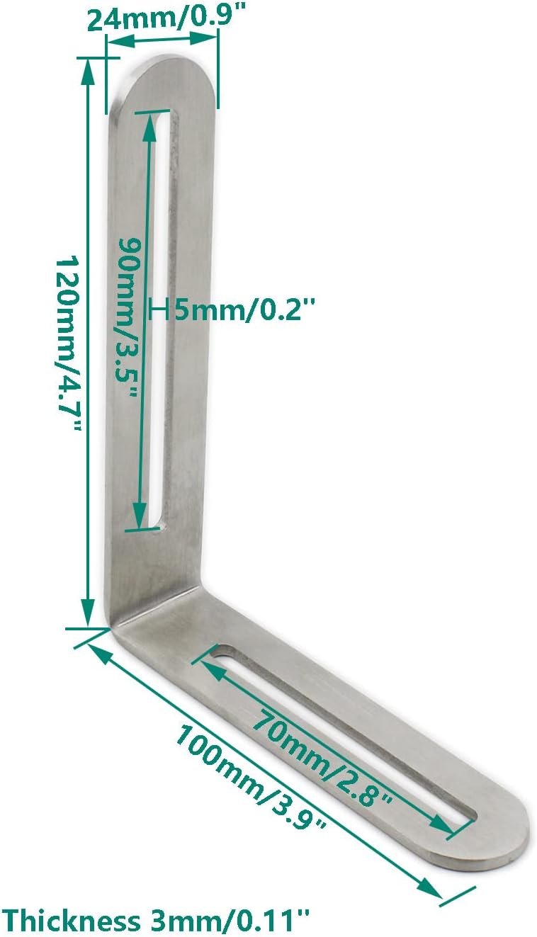 ULIFESTAR – 4 soportes de esquina ajustables en forma de L, resistentes y gruesos de acero inoxidable, soportes en ángulo recto, soporte ranurado en