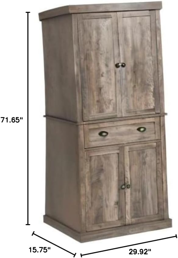 Karl home Armario de almacenamiento gris vintage con puertas y estantes, versátil armario de despensa de 4 puertas, ideal como gabinetes de cocina,