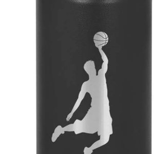 LaserGram Botella de agua con tapa abatible de doble pared de 32 onzas con pajilla, Basketball Slam Dunk Man, grabado personalizado incluido (negro) LaserGram Botella de agua con tapa abatible de doble pared de 32 onzas con pajilla, Basketball Slam Dunk Man, grabado personalizado incluido (negro)