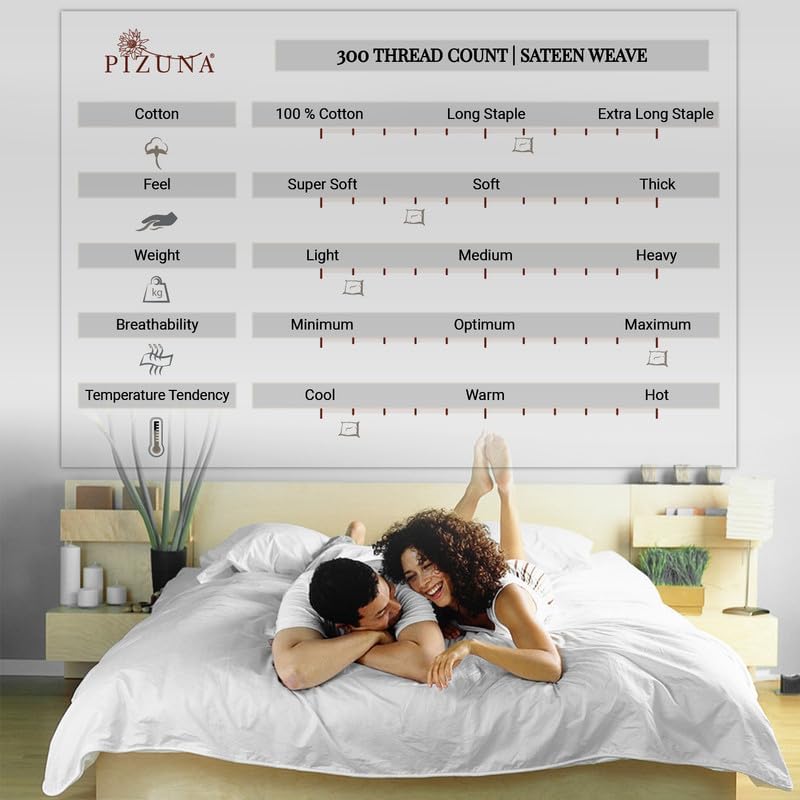 Pizuna Juego de 2 fundas de almohada 100 % algodón de fibra larga de damasco de algodón de fibra larga, tamaño estándar, con dobladillo de 4