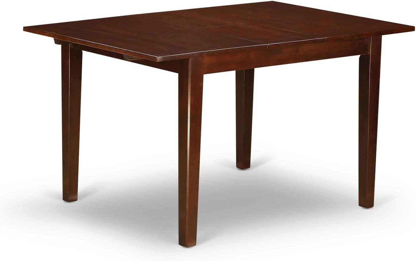 East West Furniture NOBO3-MAH-W – Juego de cocina de 3 piezas contiene una mesa de comedor rectangular con hoja de mariposa y 2 sillas de asiento de