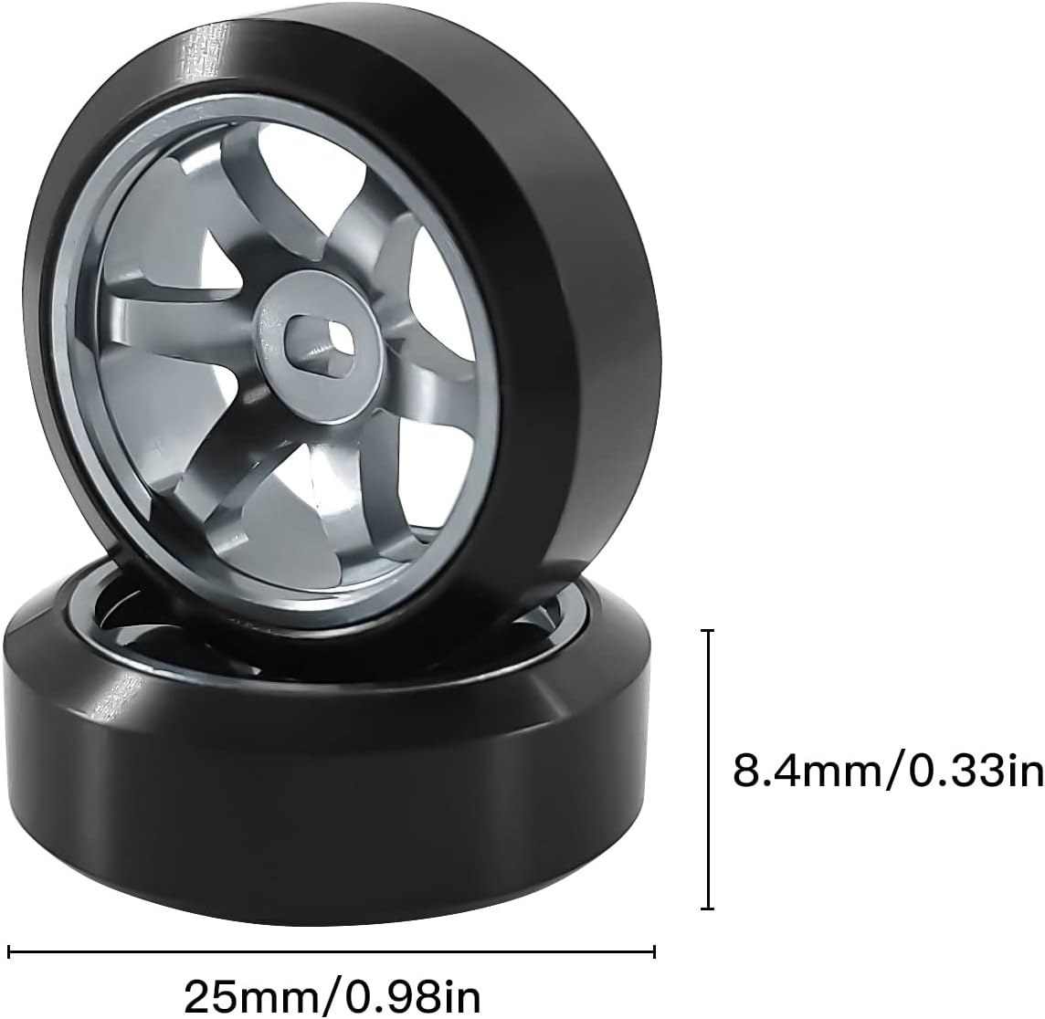 Llantas de rueda de 6 radios y neumáticos de deriva de coche RC para 128 RC Hobby modelo, 2 N+2* W 4 llantas de aleación de aluminio de 0.787 in
