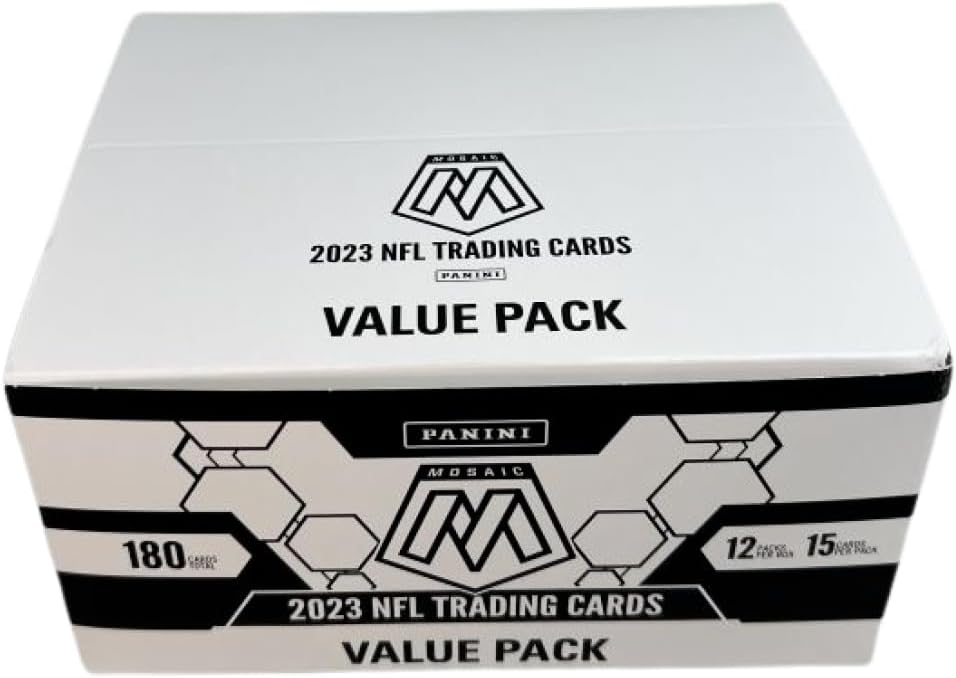 2023 Panini Mosaic NFL Football Cello Value Pack Box 12 Sealed Packs of 15 Cards Per Pack, 180 Cards in all Official NFL Licensed Trading Cards
