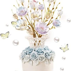 Calcomanías de pared de flores de colores en relieve, jarrón 3D, autoadhesivas, impermeables, papel de pared extraíble, decoración de pared para Calcomanías de pared de flores de colores en relieve, jarrón 3D, autoadhesivas, impermeables, papel de pared extraíble, decoración de pared para