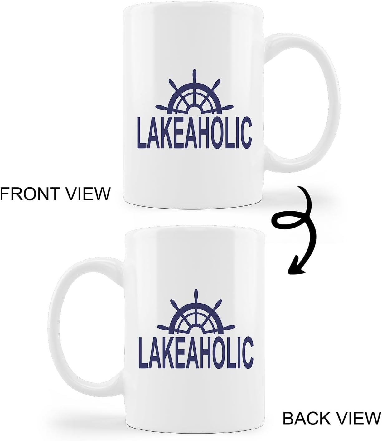 Taza de cerámica para volante de barco, 11 onzas, taza de café con leche, con asa, decoración de casa del lago, regalos para amantes del lago,