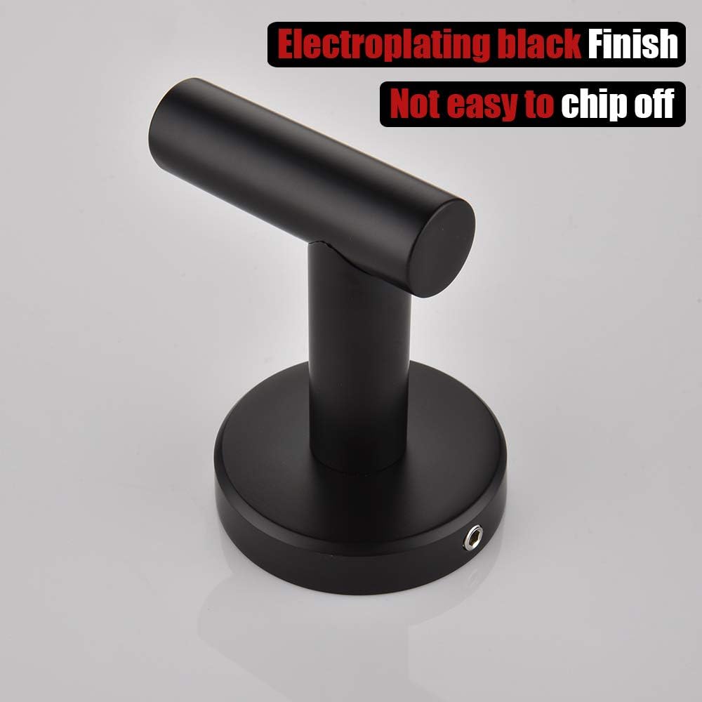 JQK TH100-PB-P2 – Gancho negro para toallas de baño, cocina, garaje, montaje en la pared (paquete de 2), acero inoxidable 304 negro mate, TH100-PB-P2
