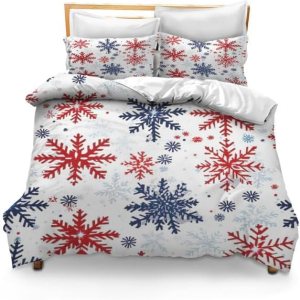 Bidesign Juego de funda de edredón tamaño Queen con temática de Navidad, diseño de árbol de Navidadcampanas, juego de cama reversible de lujo (1 Bidesign Juego de funda de edredón tamaño Queen con temática de Navidad, diseño de árbol de Navidadcampanas, juego de cama reversible de lujo (1