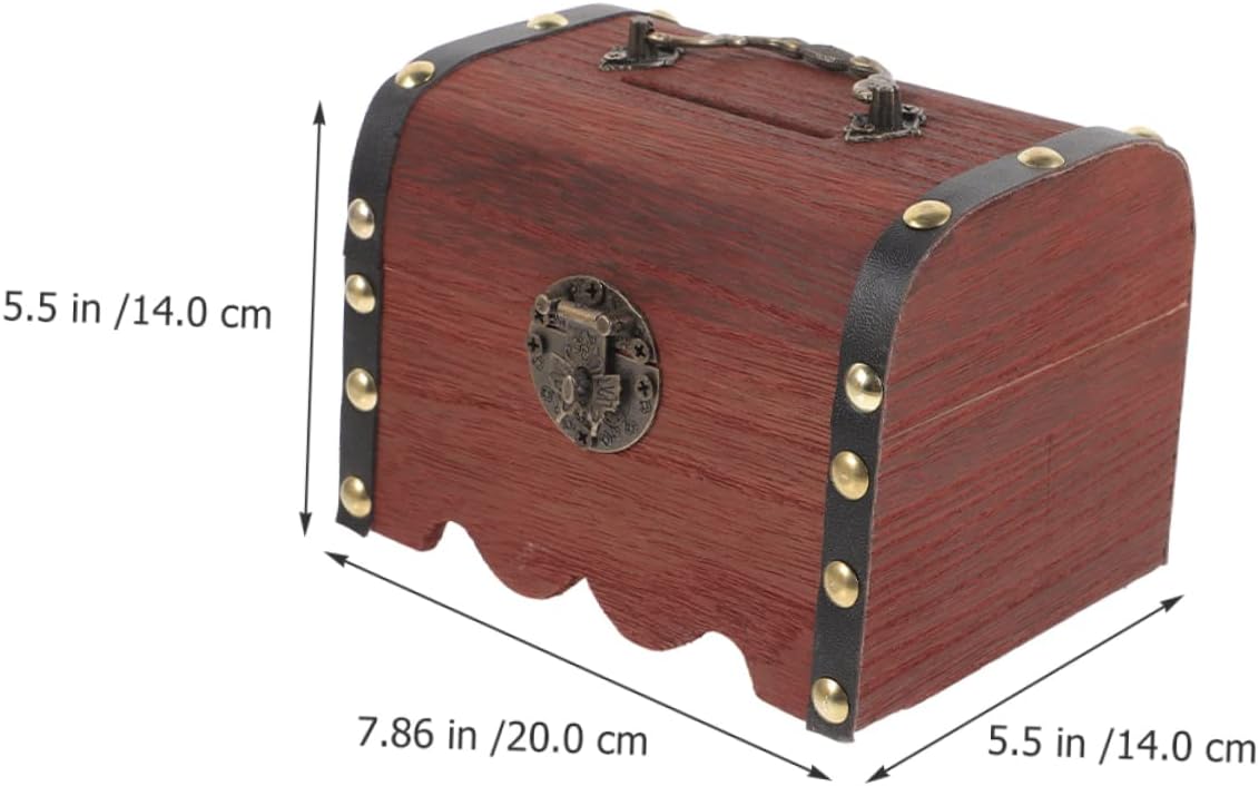 Uonlytech 3 unidades de caja de dinero con cerradura de alcancía para niñas, alcancía para hucha de madera, caja de pecho retro, alcancía para el