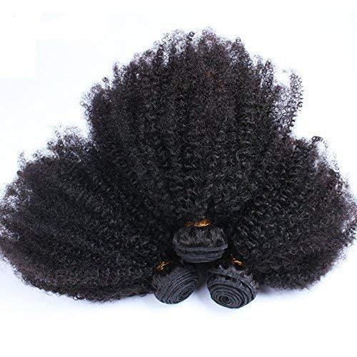 Feibin Extensiones de cabello humano rizado afro mongol de 16, 18, 20 pulgadas, 4B 4C, afro, tejido afro, extensiones de cabello humano rizado a