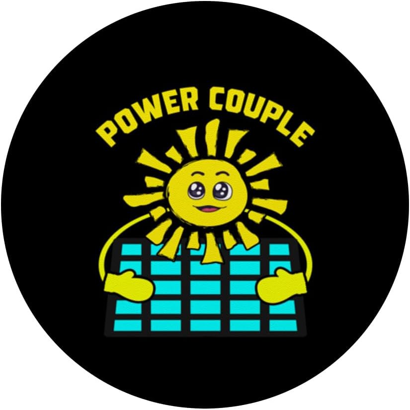 Power Couple Sun and Solar Panel Energy PopSockets Swappable PopGrip