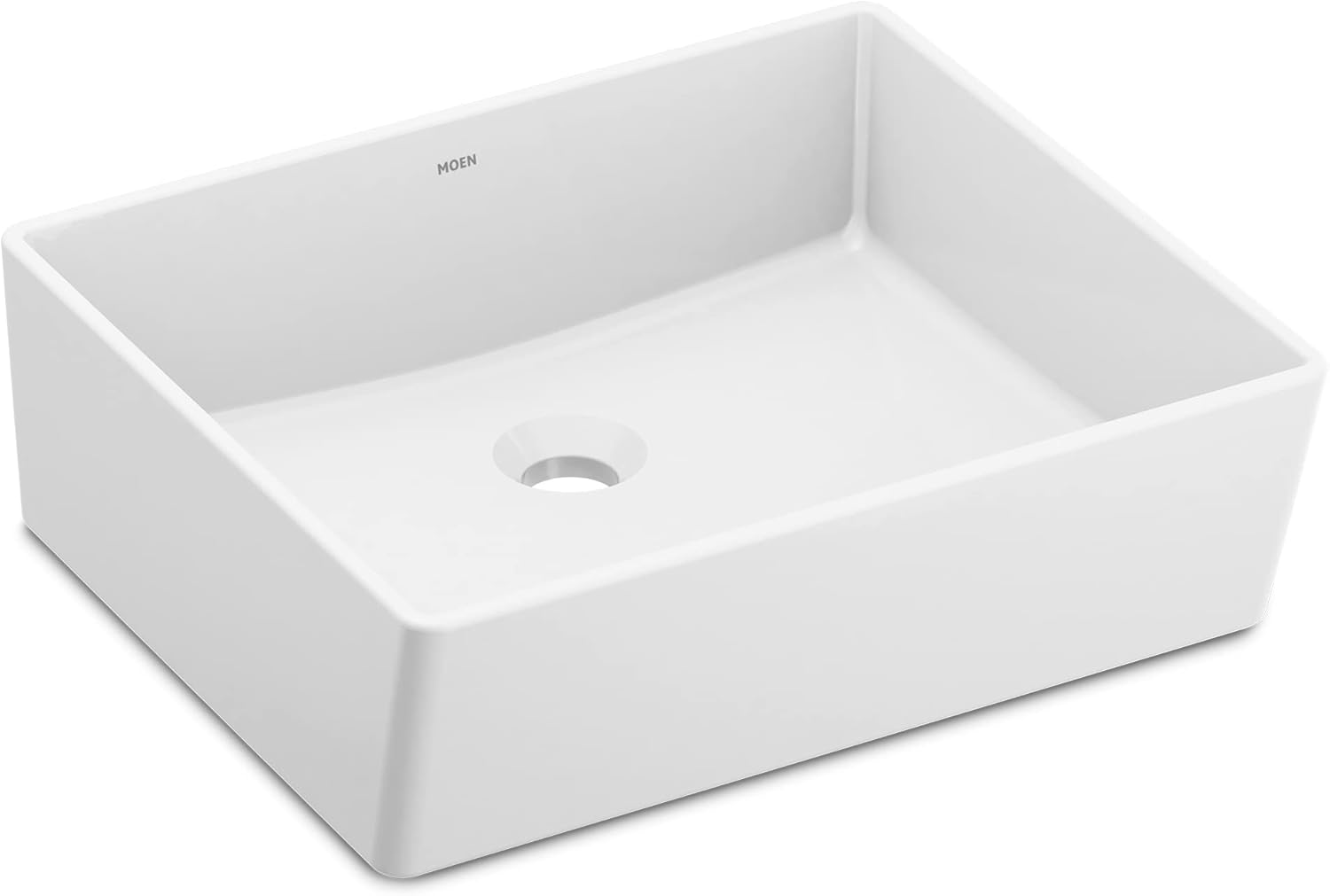 Moen BGCW10RV1618 – Fregadero de porcelana vítrea blanca para baño, fregadero rectangular de 18 x 15.75 x 6 pulgadas con un cuenco de cerámica de