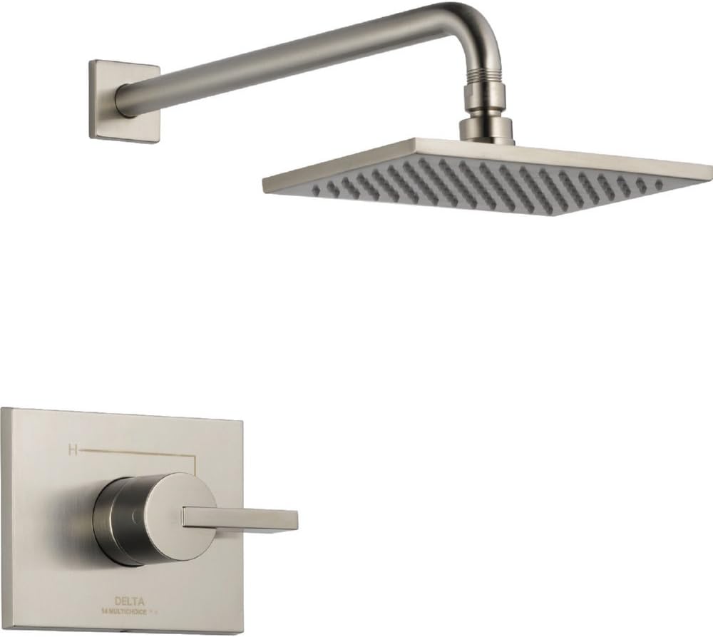Delta Faucet Vero Serie 14 Juego de grifo de ducha de una sola función, cabezal de ducha de lluvia, grifo de ducha de níquel cepillado, mango de