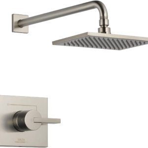 Delta Faucet Vero Serie 14 Juego de grifo de ducha de una sola función, cabezal de ducha de lluvia, grifo de ducha de níquel cepillado, mango de Delta Faucet Vero Serie 14 Juego de grifo de ducha de una sola función, cabezal de ducha de lluvia, grifo de ducha de níquel cepillado, mango de