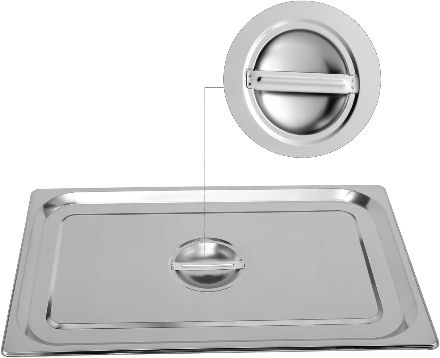 Fetcoi Paquete de 6 tapas de mesa de vapor de acero inoxidable de tamaño 11, cubierta sólida de sartén de hotel con asa para sartén de alimentos al
