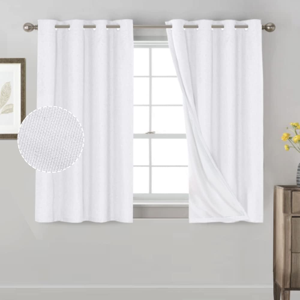PrinceDeco Primitive – Cortinas opacas 100% de lino texturizado para dormitoriosala de estar, cortinas opacas de 54 pulgadas de largo, cortinas de