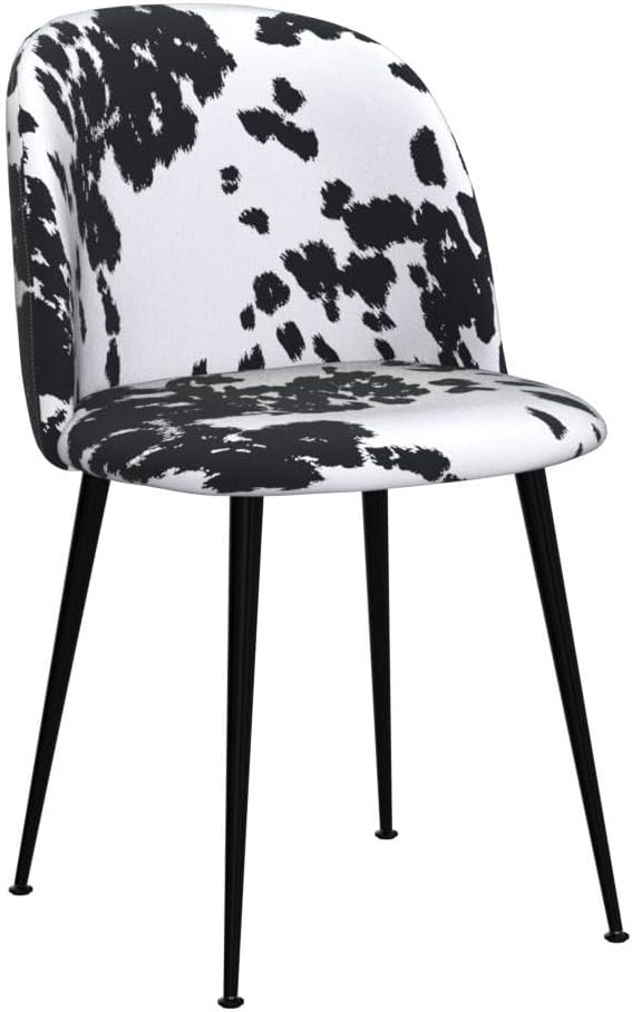 Guyou Juego de 2 sillas de comedor tapizadas de tela, sillas laterales modernas para invitados, respaldo redondo, sillas decorativas modernas con