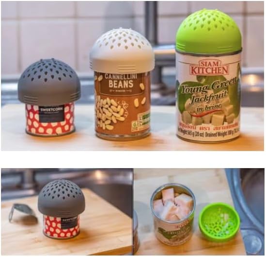 Mini colador de latas, coladores y coladores pequeños, utensilios de cocina de silicona que ahorran espacio (blanco)