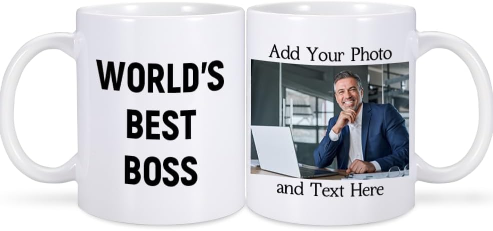 Regalos para jefe, mujeres, hombres, regalo del día del jefe, regalos divertidos para jefe, dama, mujer, taza de café con foto personalizada, taza