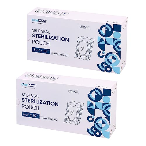 OneMed 400 bolsas de esterilización autosellantes dentales 5.25×10 pulgadas 200caja 2 cajas