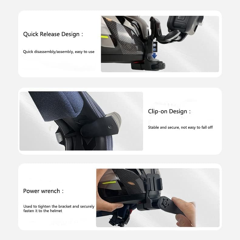 Soporte de clip para casco de motocicleta compatible con GoPro Hero 12,11, 10, 9, 8, 7, (2018), 6 5 4, Hero Black, Session, Insta360, Xiaomi Yi,