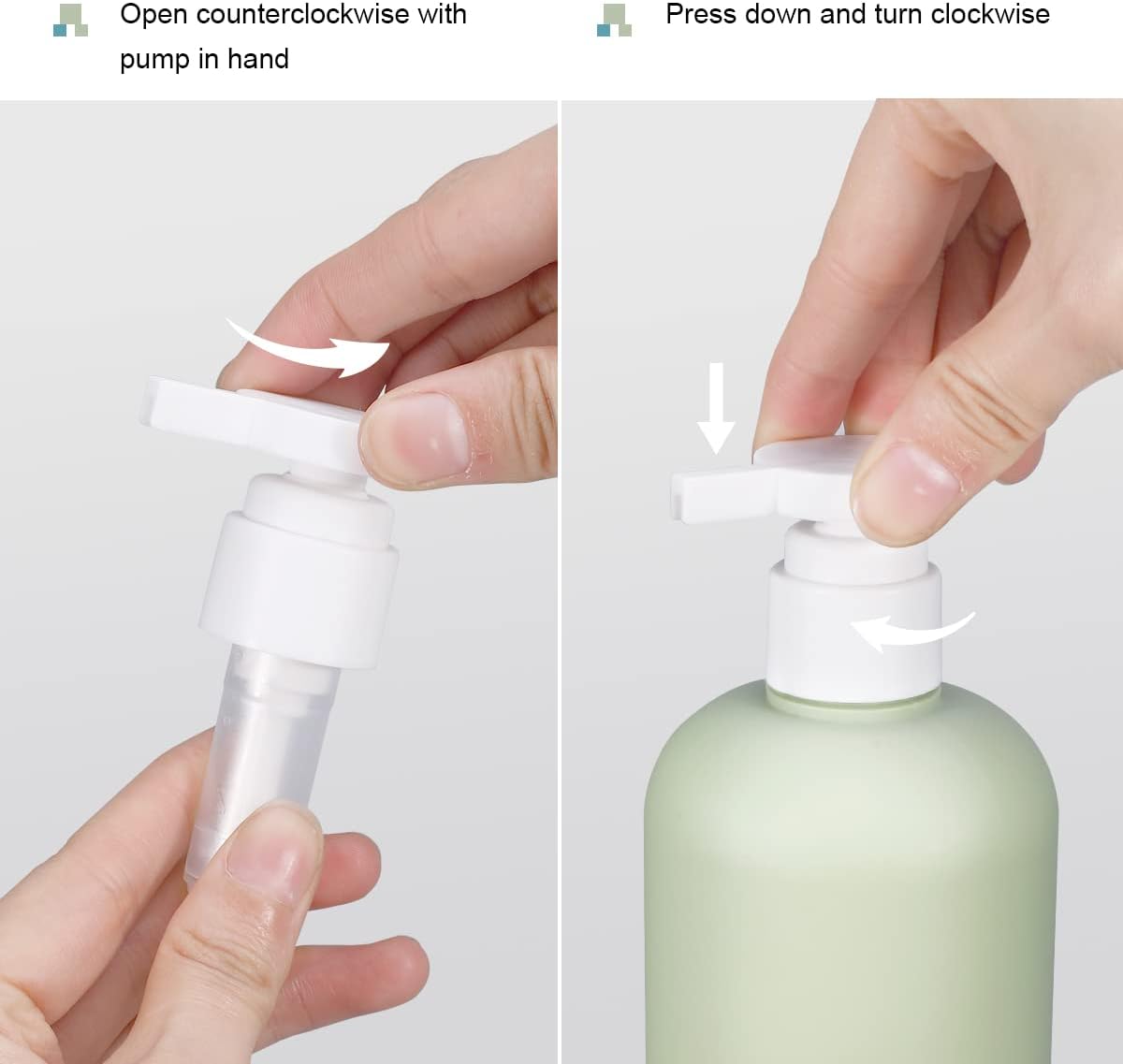 ASEVAT Juego de botellas de champú y acondicionador de viaje de 10 onzas, botellas de plástico vacías para apretar, recipientes recargables para