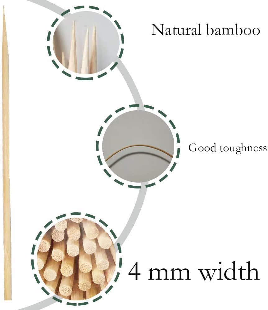 Brochetas de bambú natural para parrilla, aperitivos, frutas, cócteles, carnes a la parrilla, fuentes de chocolate, barbacoas, cocinas, manualidades