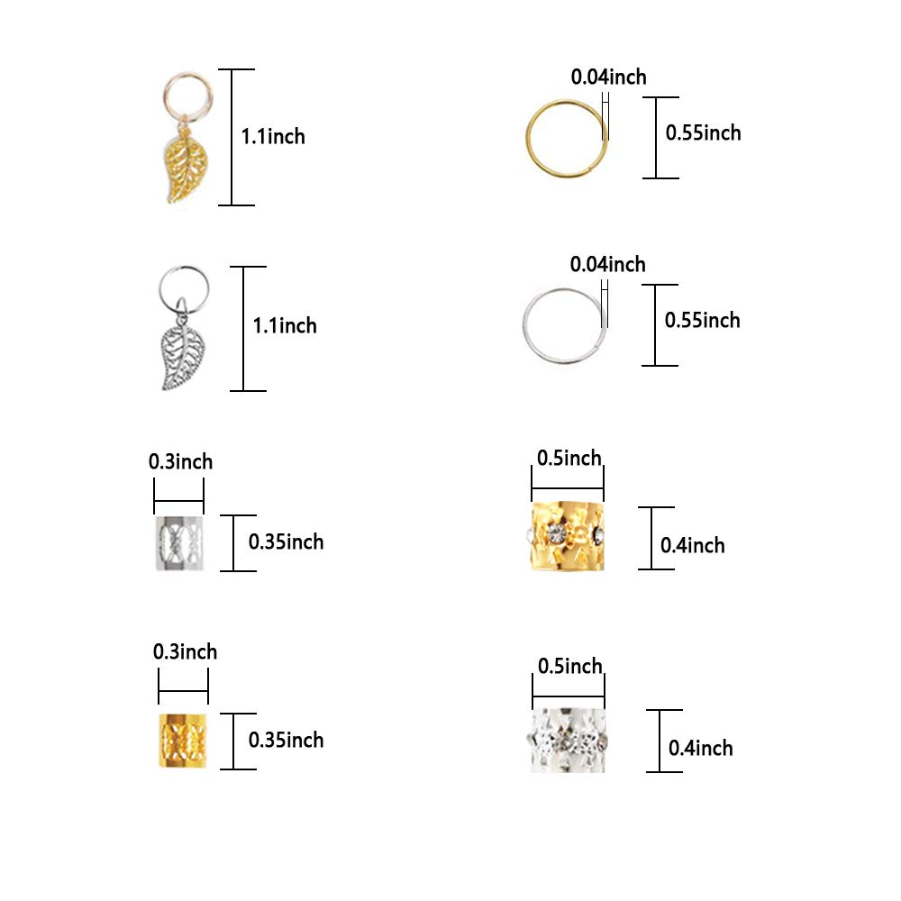 120 piezas de anillos de joyería para el cabello, accesorios de aluminio dorado y plateado, accesorios para el cabello, trenzas para el cabello,