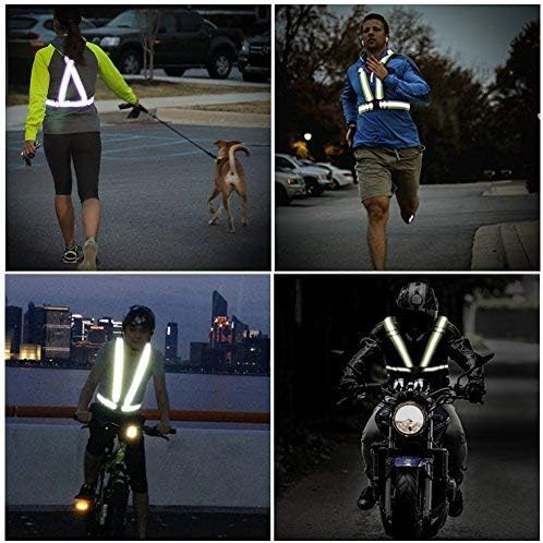 Chaleco reflectante para correr, paquete de 2 unidades, equipo reflectante de alta visibilidad para correr por la noche, ciclismo, motocicleta,