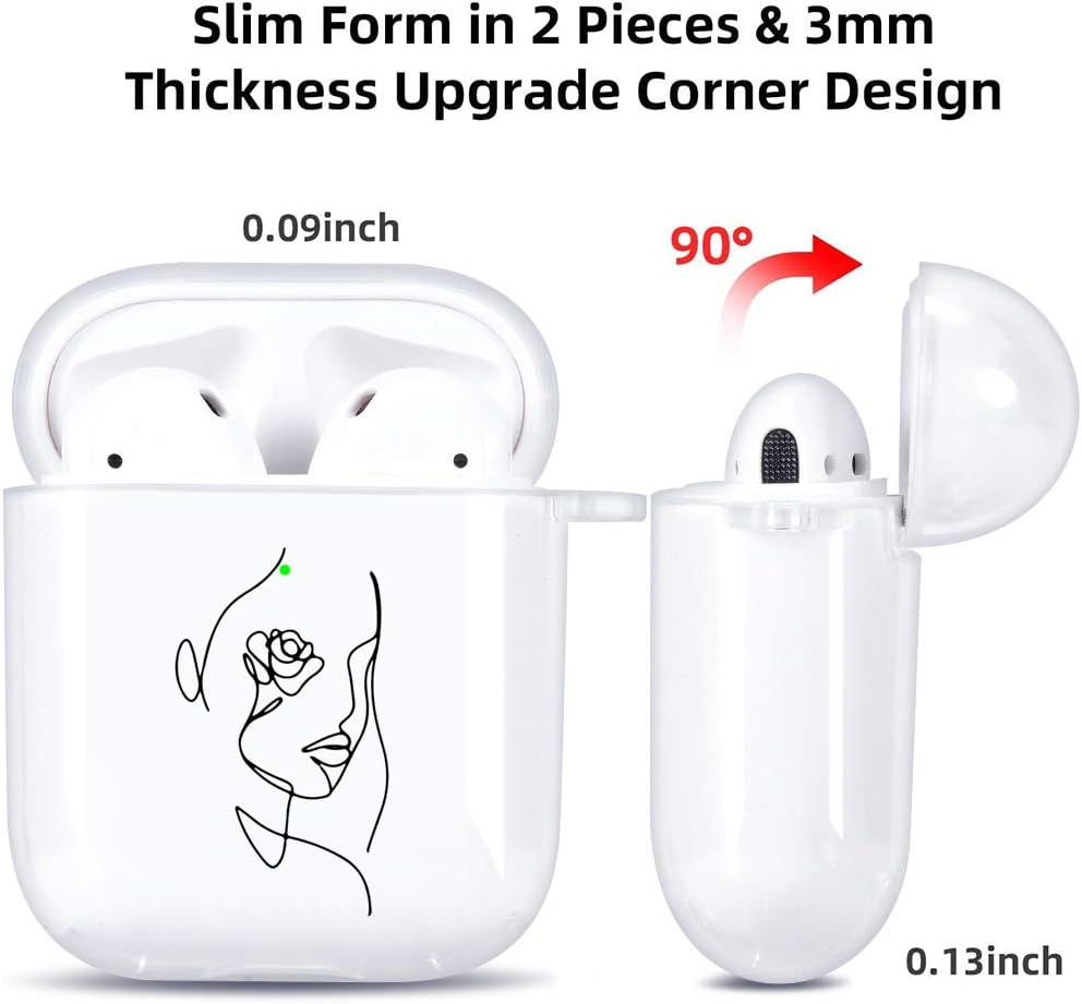 Funda transparente para AirPod 1 y 2 con mosquetón de llavero + bolsa de almacenamiento, funda de lujo para Airpod de pintura artística de lujo,