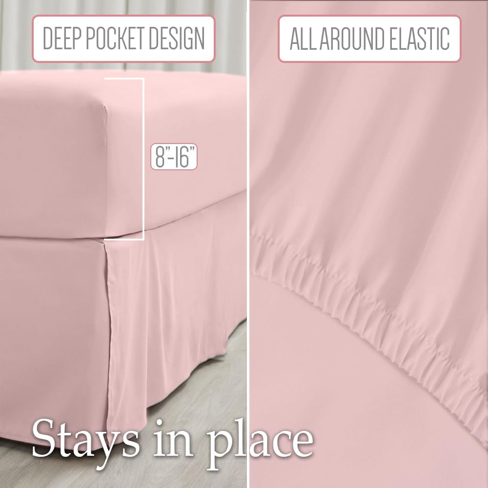 lalaLOOM Juego de sábanas tamaño matrimonial, ropa de cama de lujo de microfibra suave para hotel, bolsillo extra profundo, juego de sábanas y