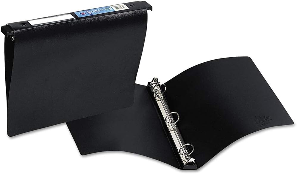 Carpeta de almacenamiento colgante con anillos redondos sin huecos, capacidad de 1 pulgada, color negro, total de 12 EA, se vende como 1 caja