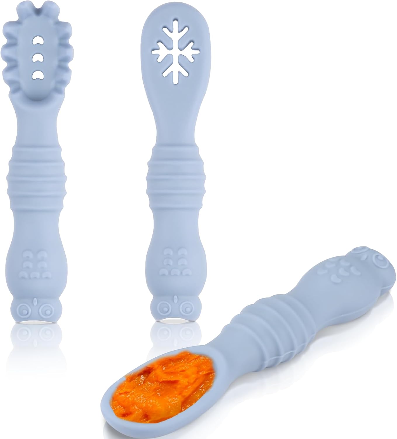 Cucharas para bebés de alimentación autónoma durante más de 6 meses, cucharas de destete LED para bebés, etapa 1 y etapa 2, juego de cucharas