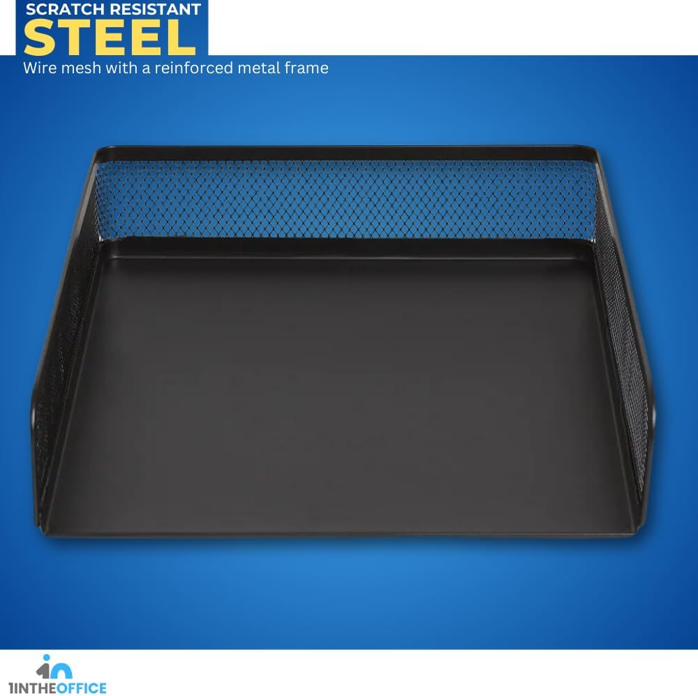 1InTheOffice Bandeja apilable para letras bandeja de carga frontal de malla de alambre negro mate - Imagen 5