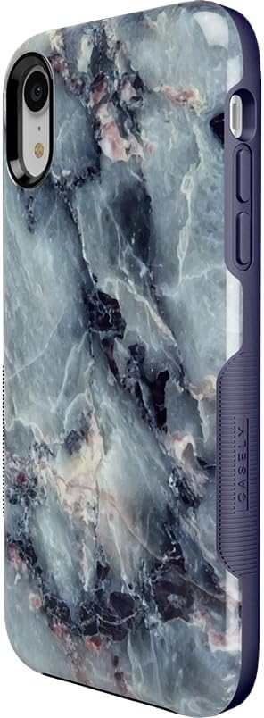Casely Funda para iPhone XR  Funda de mármol azul