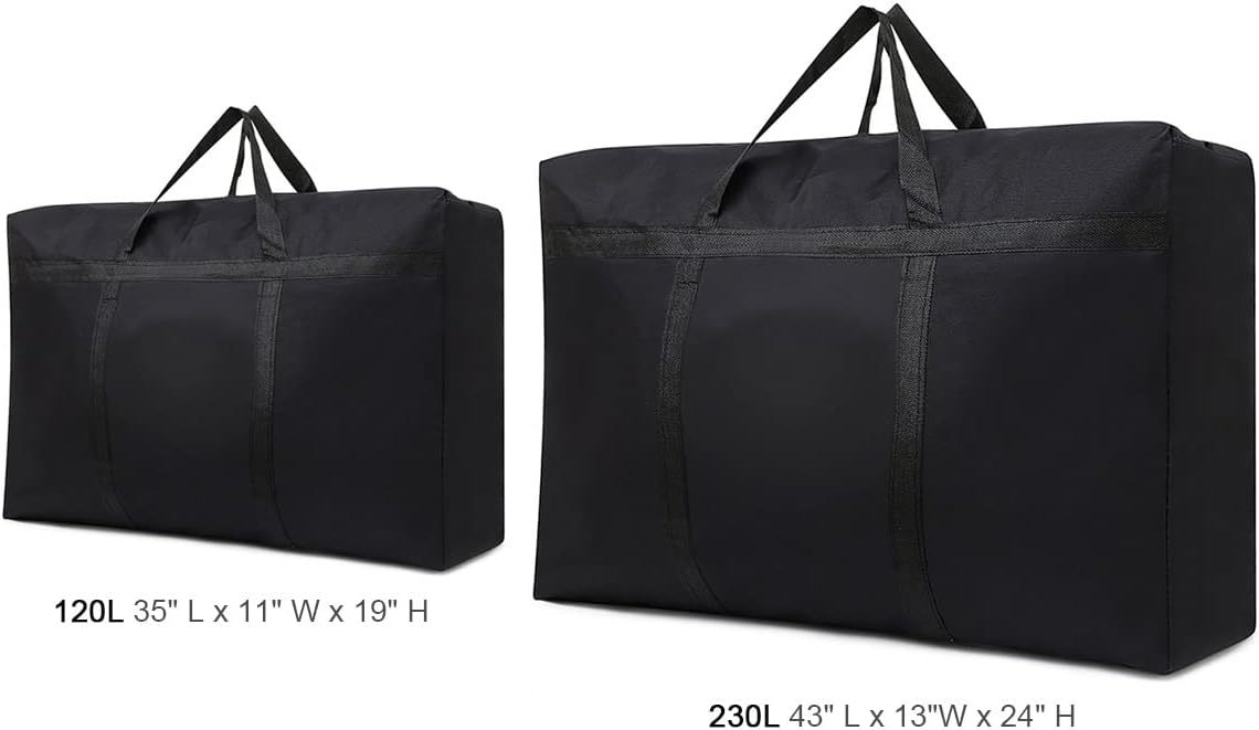 IWEIK Bolsas de almacenamiento multiusos extra grandes y resistentes, bolsas de lona para ahorrar espacio (120 litros, negro)