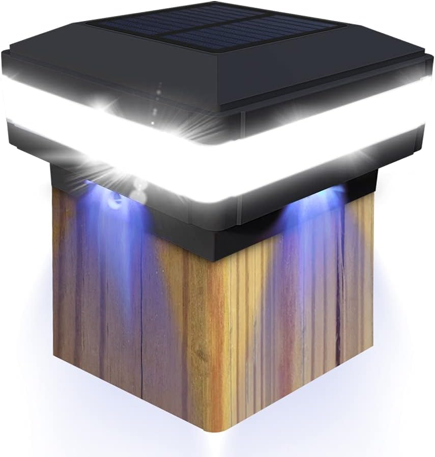FVTLED Luces solares para exteriores, LED Flexfit con energía solar, para valla, cubierta de valla, se adapta a postes de madera de 3.5 x 3.5, 4 x