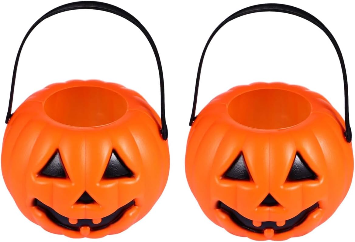 CALLARON Candy Tote – 6 cubos de calabaza de Halloween para caramelos de calabaza Jack O Lantern, cubo de calabaza, cubeta de caramelo de Halloween