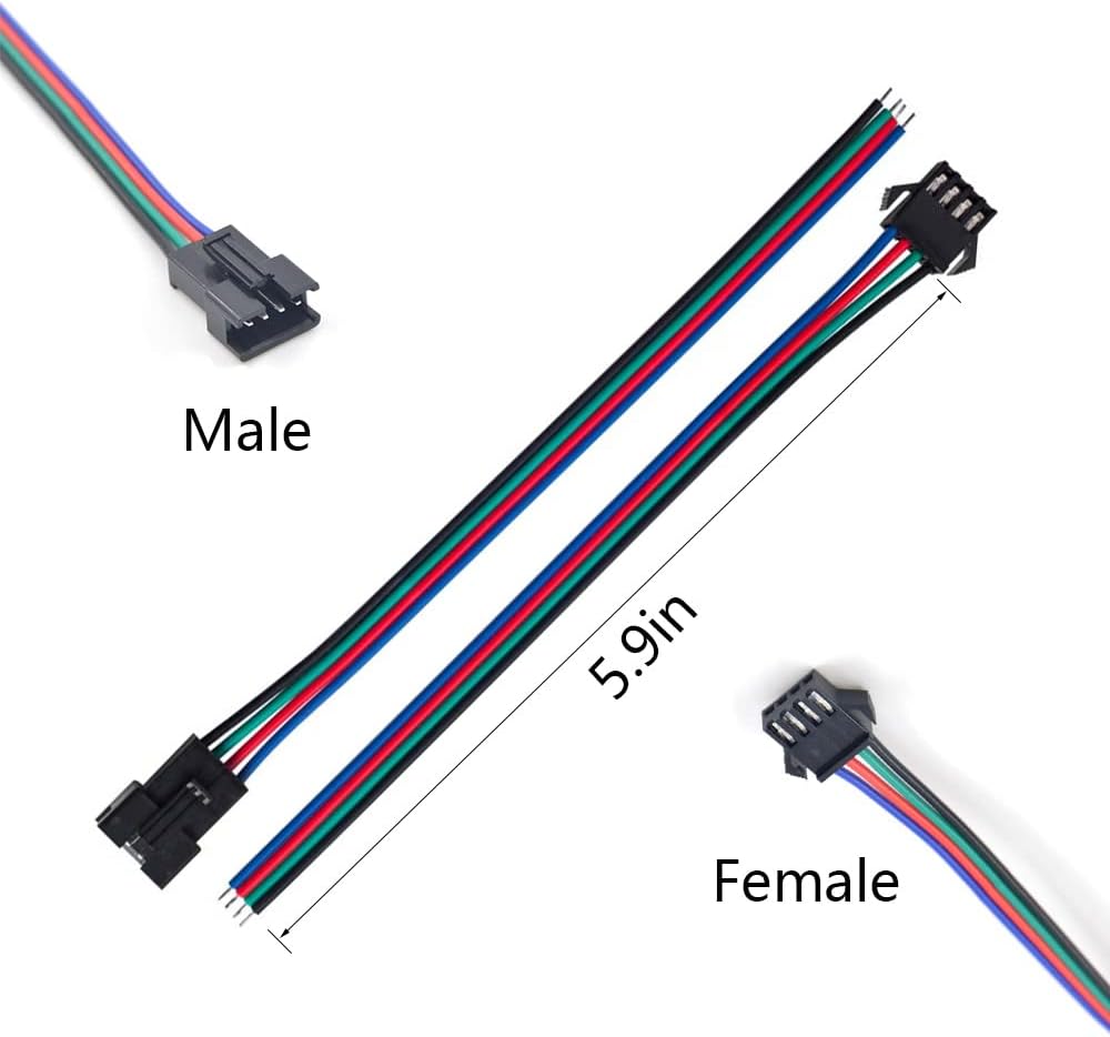 10 pares 4pin JST SM hembramacho conectores 5.9 in 22AWG cable para RGB 5050 3528 APA02 WS2815 WS2813 LED tira de luz