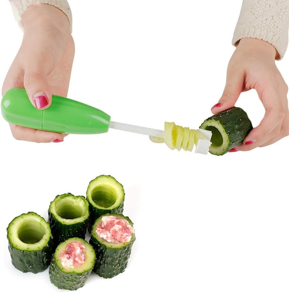 Juego de 4 piezas de sacacorchos de verduras, herramienta de excavación de cabezales de corte en espiral de vegetales reemplazables, herramienta de