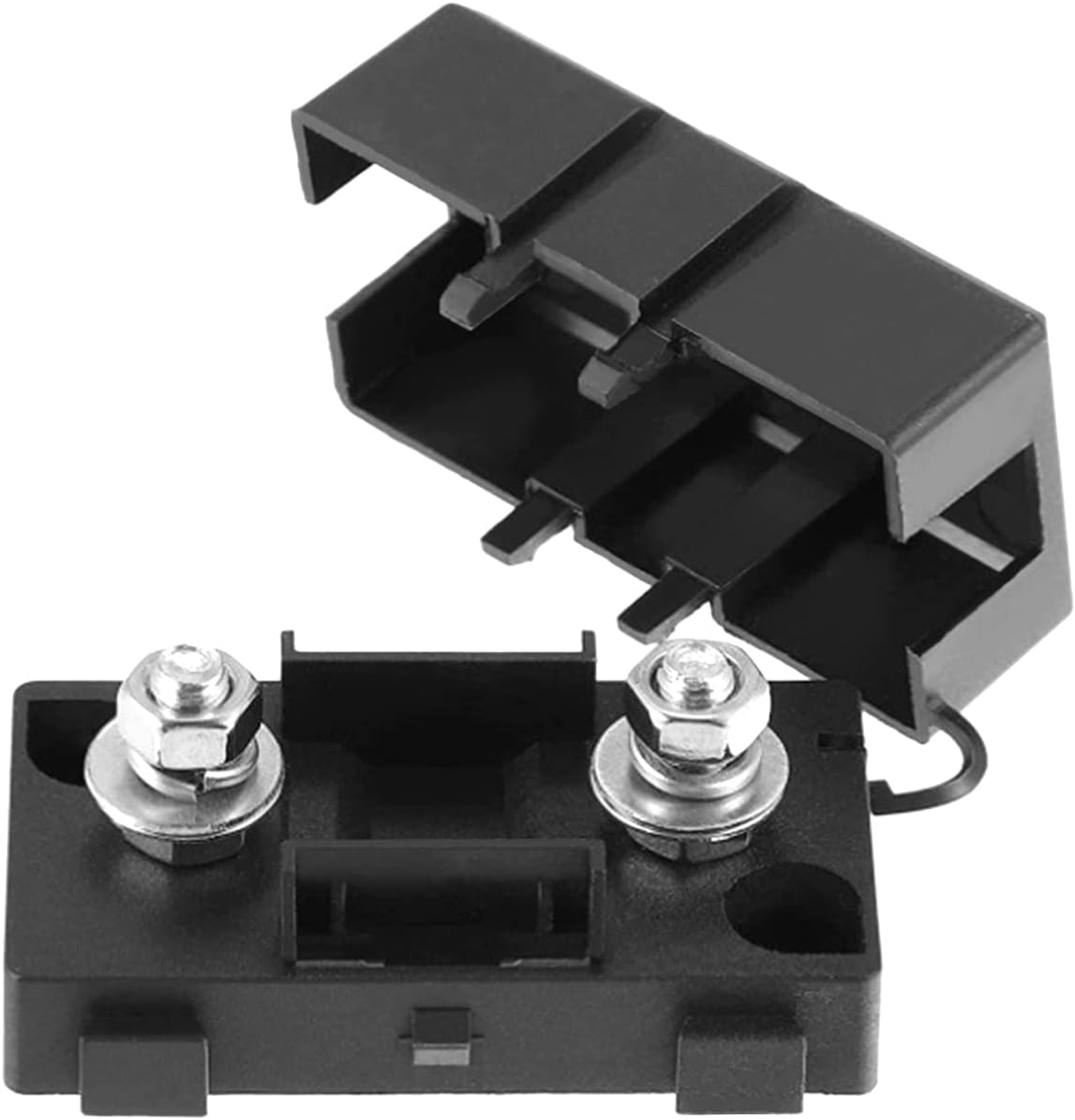 Soporte de fusibles AMIMidi 2 piezas en línea portafusibles con cubierta y pernos atornillados para automóviles marinos, camiones, vehículos,