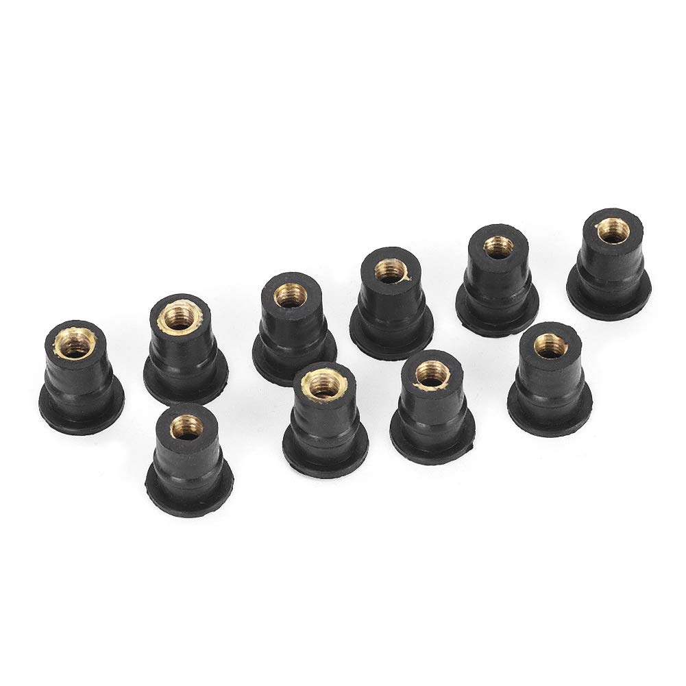 Well Nuts – 10 tuercas de goma M5 de 0.197 in0.2 pulgadas métricas para parabrisas de motocicletas, tuercas de parabrisas para accesorios de