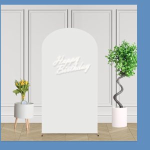 Lofaris Telón de fondo de pared de arco blanco para decoración de cumpleaños, 2.6 x 6 pies, cubierta de arco dorado de color sólido, cubierta de Lofaris Telón de fondo de pared de arco blanco para decoración de cumpleaños, 2.6 x 6 pies, cubierta de arco dorado de color sólido, cubierta de