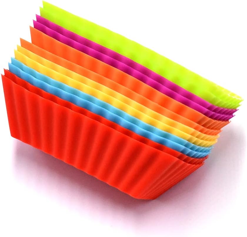 12 piezas de silicona reutilizables para magdalenas para hornear, soportes pequeños para cupcakes, forros de silicona de color aleatorio, vasos de