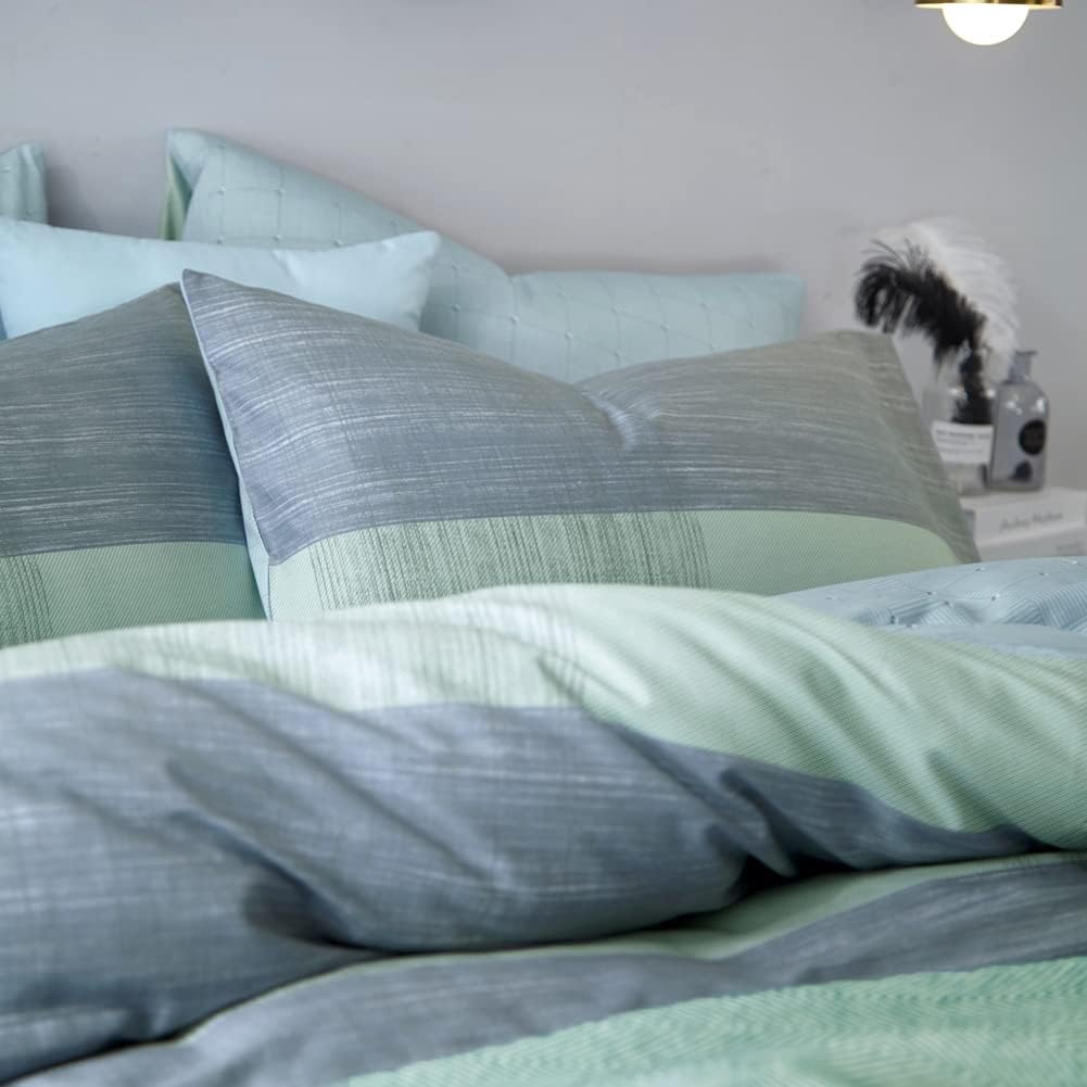 VCLIFE – Juego de ropa de cama de algodón de 3 piezas, juego de funda de edredón doble, Queen King, cierre de cremallera y corbatas de esquina,