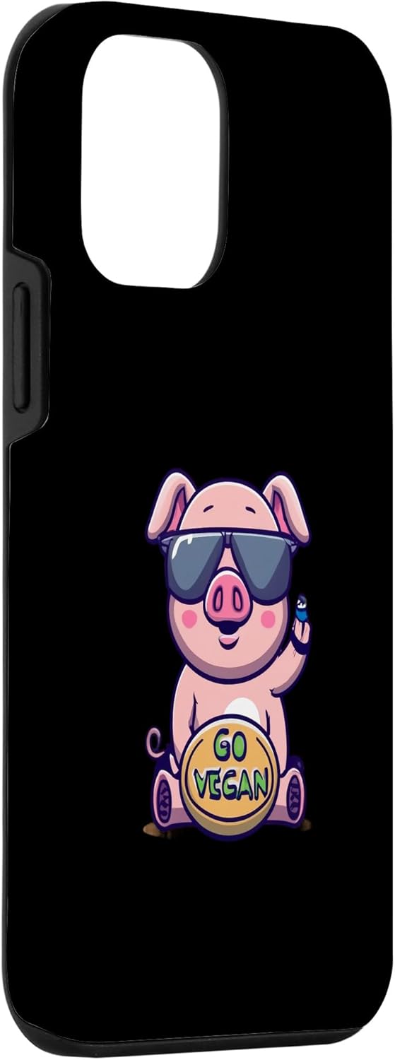 iPhone 12 mini go vegan funny pig typography illustration veggies Case