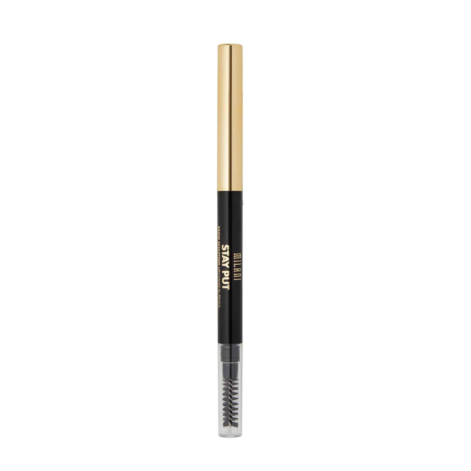 Milani Stay Put – Lápiz mecánico para esculpir cejas, marrón oscuro (0.01 onzas), libre de crueldad animal, de larga duración, que define y da forma