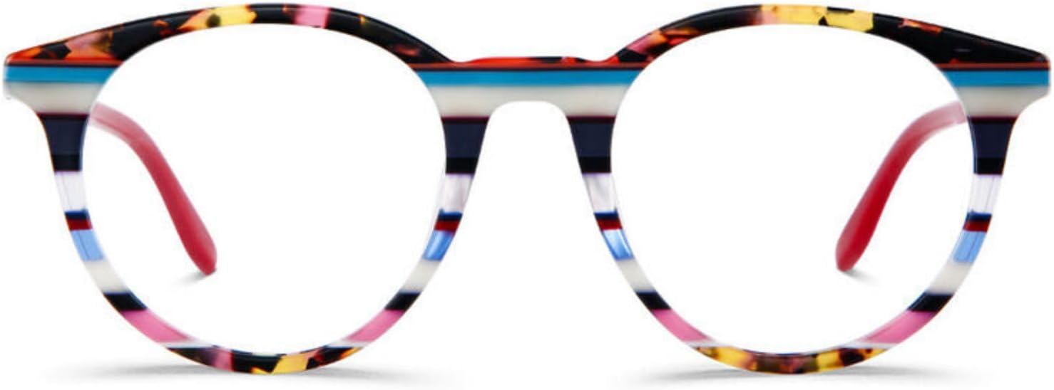 AOOLIA Gafas de lectura de ojo de gato gafas de luz azul para mujer, con bloqueo de luz azul, anti fatiga ocular, gafas coloridas a rayas ligeras y