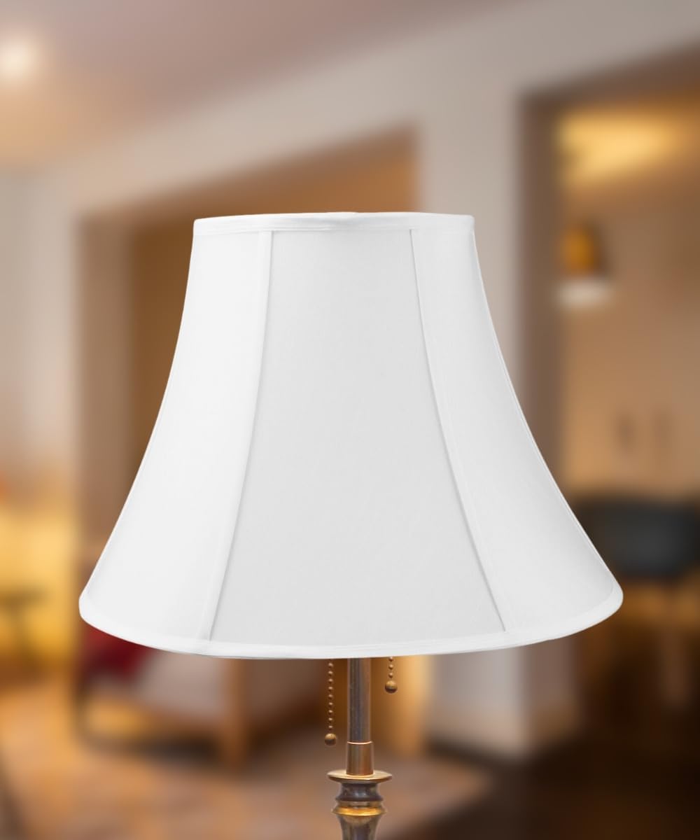Pantalla Shantung de campana blanca de 9 x 18 x 13.5 pulgadas con instalador de araña de latón, perfecta para lámparas de mesa y pie, grande, color