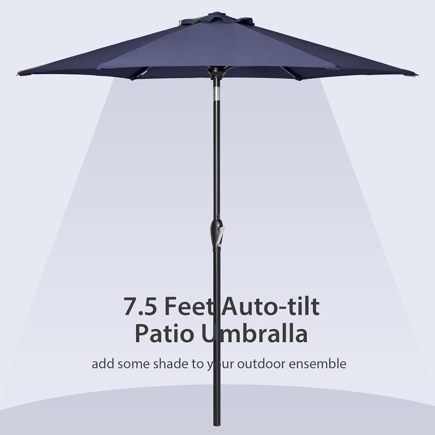 Tempera Sombrilla de mesa para patio de 7.5 pies con inclinación automática y manivela, sombrilla grande con poste resistente y toldo resistente a