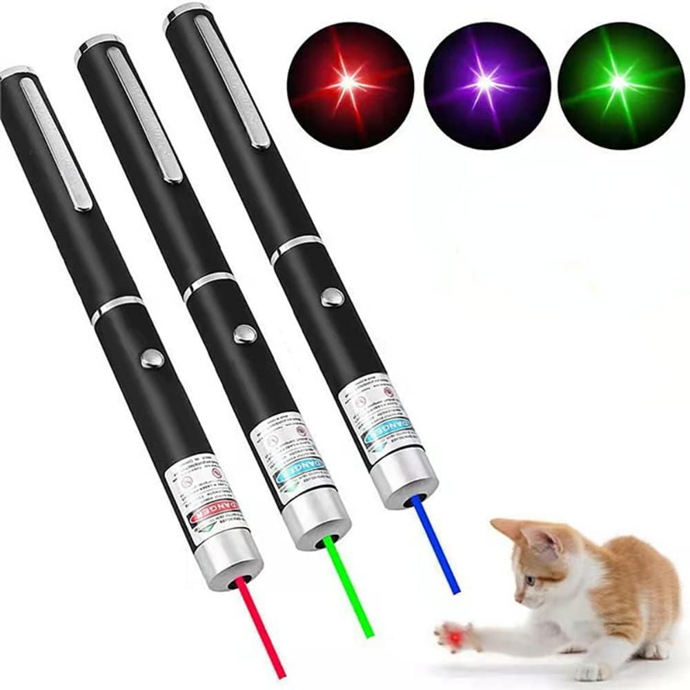 Puntero láser para gatos, perros, mascotas, juguetes interactivos, control remoto de presentación láser, puntero láser de luz roja, verde, morado,